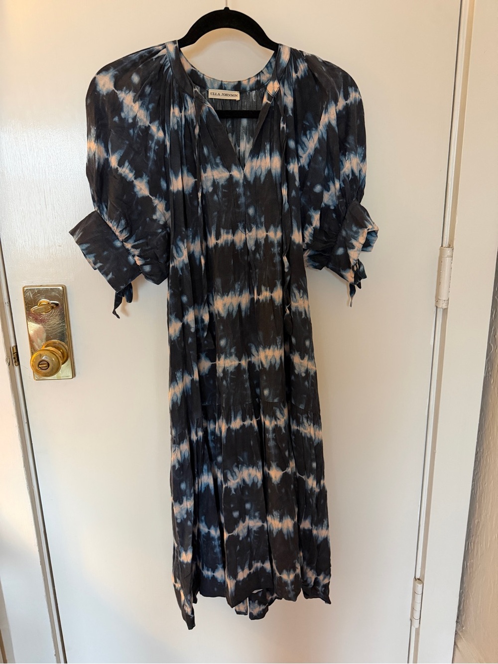 Ulla Johnson Navy  Tie-Dye Selena Midi Dress